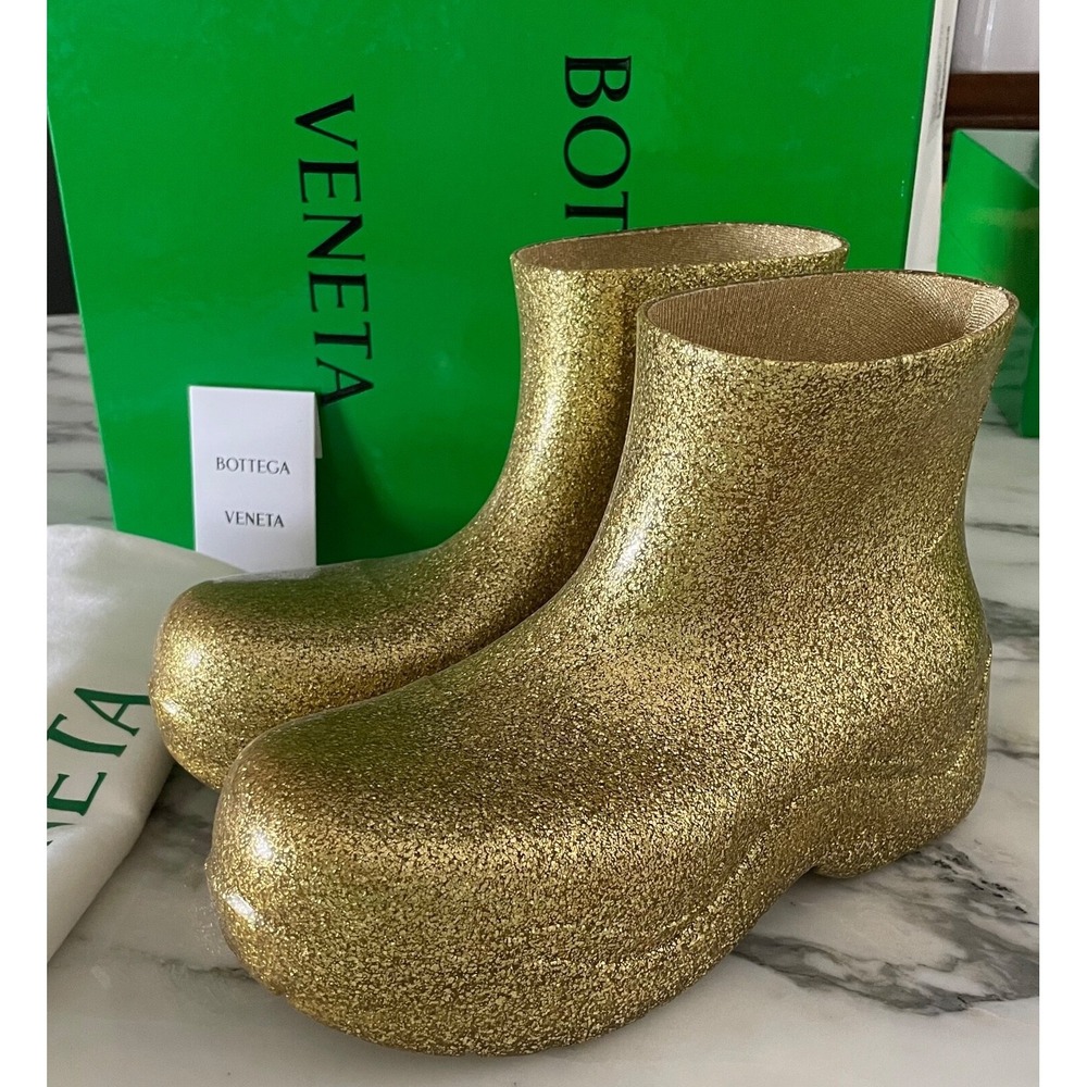 Bottega Veneta‎ Womens The Puddle Waterproof Glitter Rain Boots Shoes, Sz 39